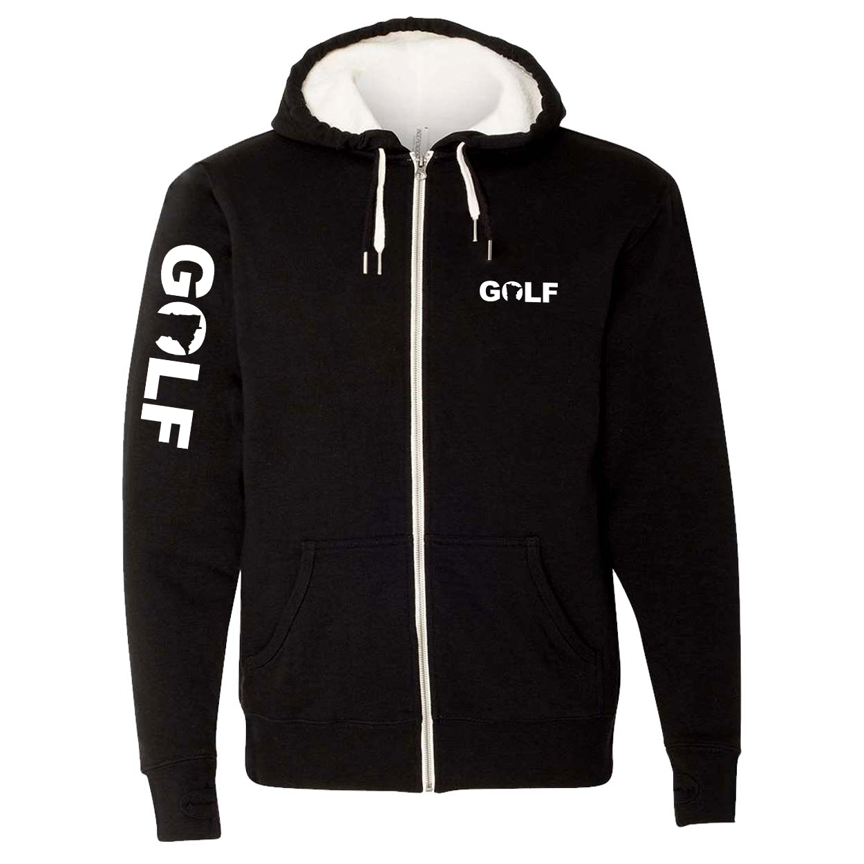 Golf Minnesota Classic Sherpa-Lined Hooded Zip Up Sweatshirt Black (White Logo)
