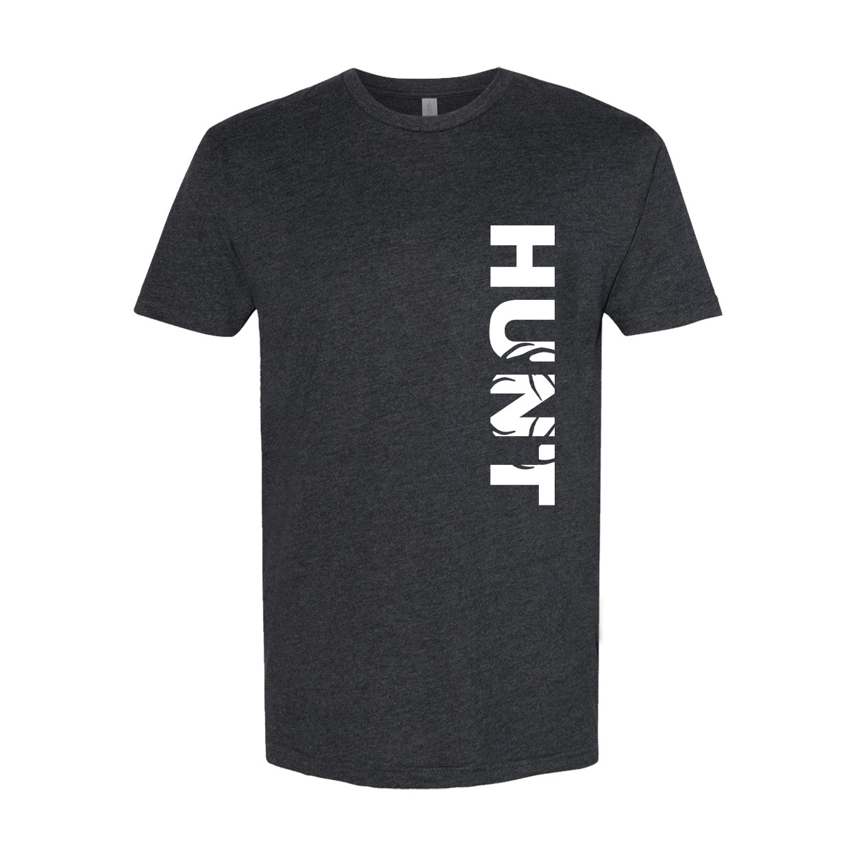 Hunt Rack Logo Classic Sueded Vertical T-Shirt Heather Charcoal (White Logo)