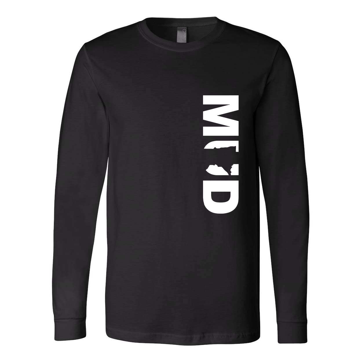Mud Minnesota Classic Vertical Premium Long Sleeve T-Shirt Black (White Logo)