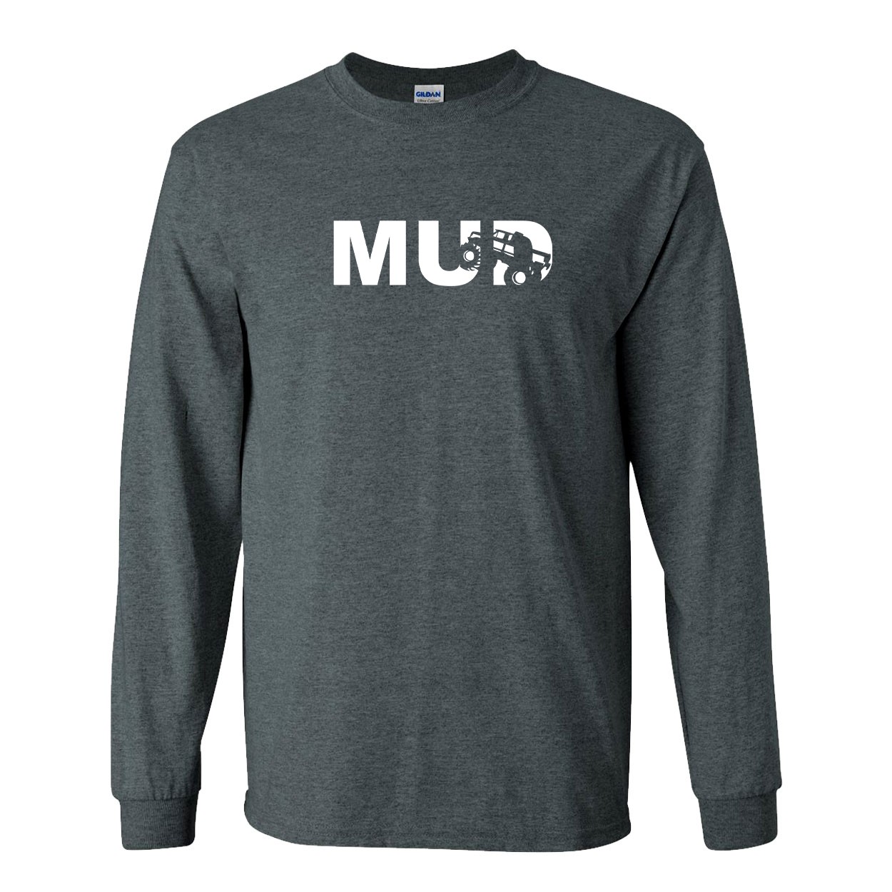 Mud Truck Logo Classic Long Sleeve T-Shirt Dark Heather Gray (White Logo)