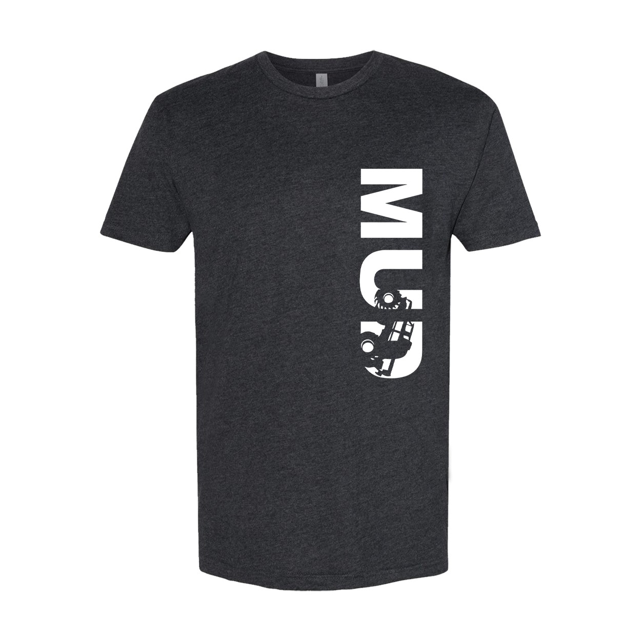 Mud Truck Logo Classic Sueded Vertical T-Shirt Heather Charcoal (White Logo)