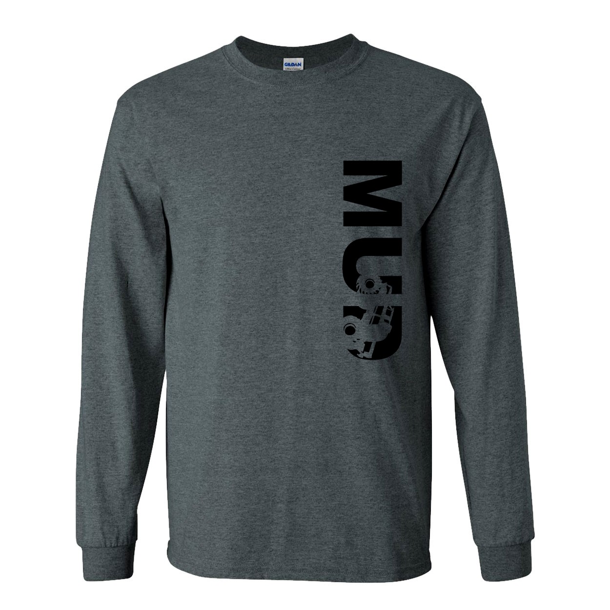 Mud Truck Logo Classic Vertical Long Sleeve T-Shirt Dark Heather Gray (Black Logo)