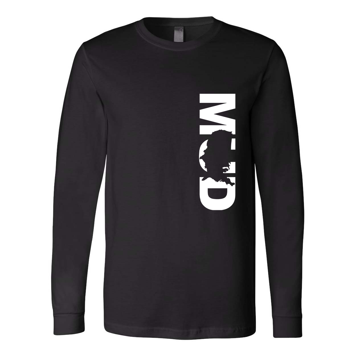 Mud United States Classic Vertical Premium Long Sleeve T-Shirt Black (White Logo)