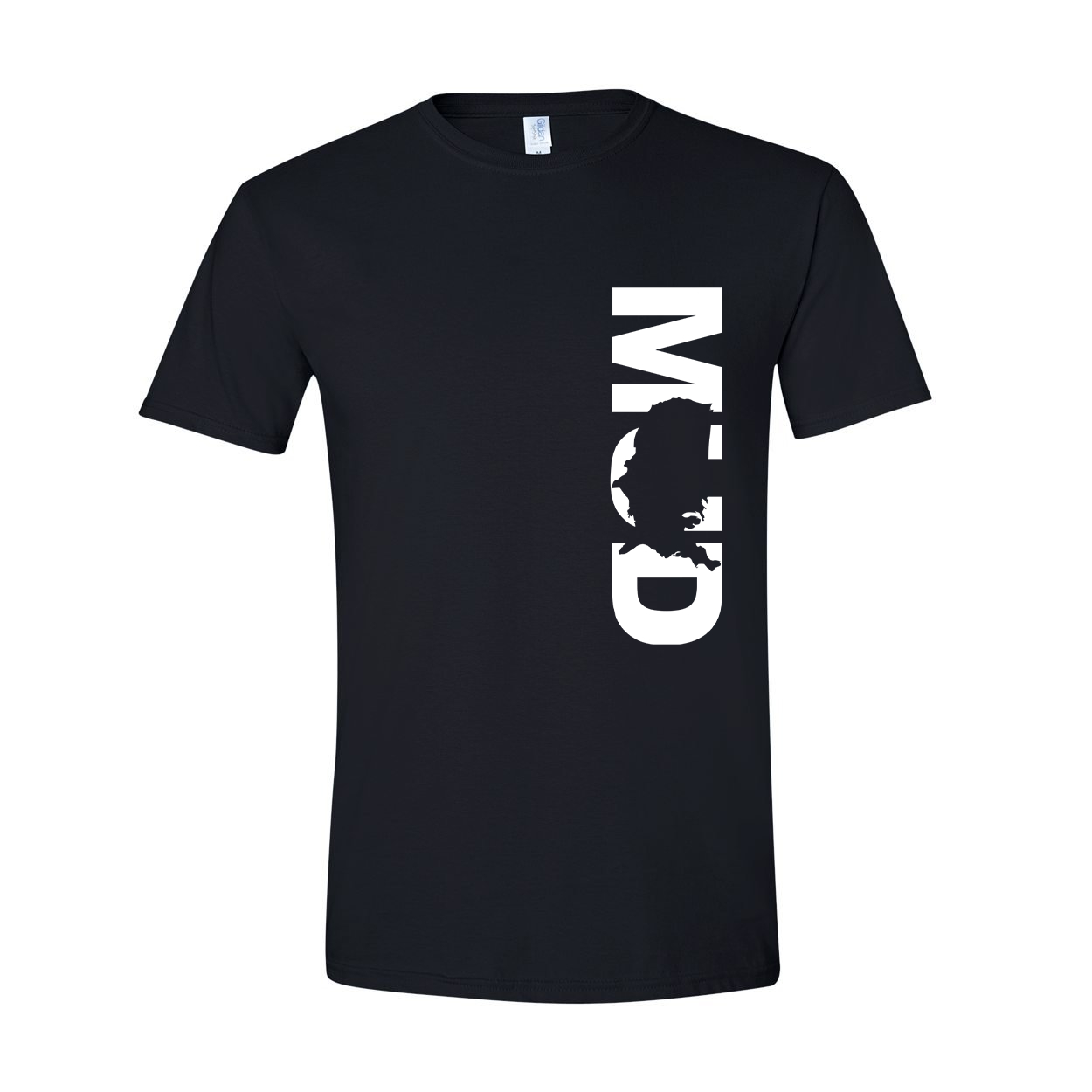 Mud United States Classic Vertical T-Shirt Black (White Logo)