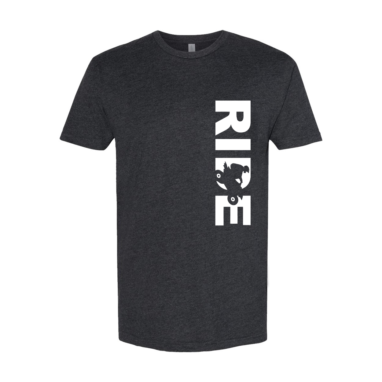 Ride ATV Logo Classic Sueded Vertical T-Shirt Heather Charcoal (White Logo)