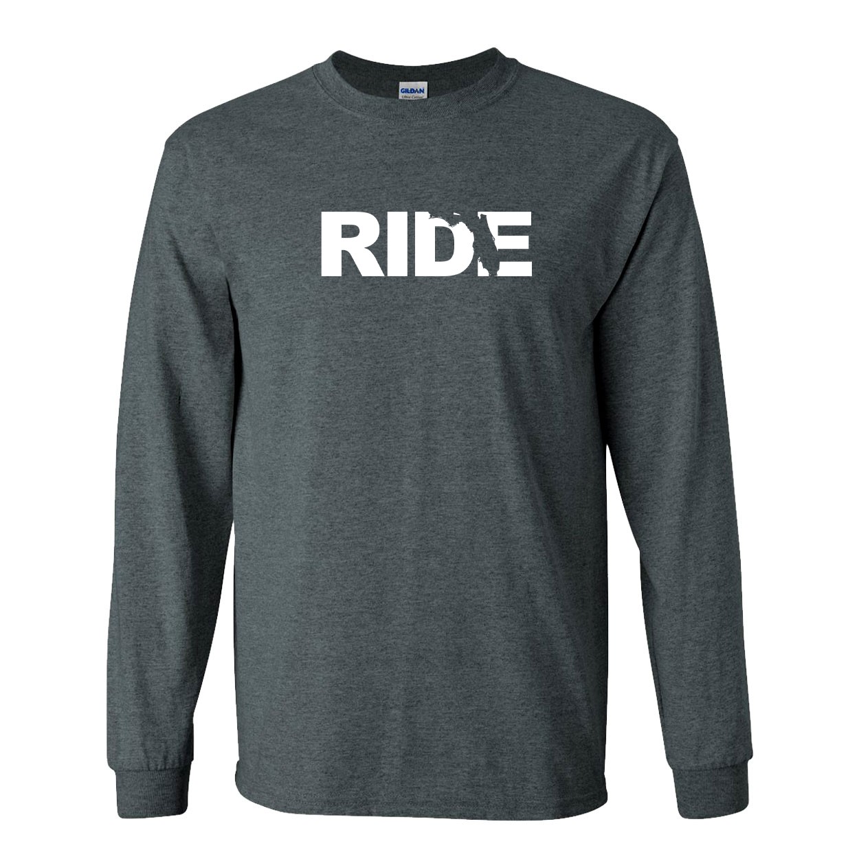 Ride Florida Classic Long Sleeve T-Shirt Dark Heather Gray (White Logo)