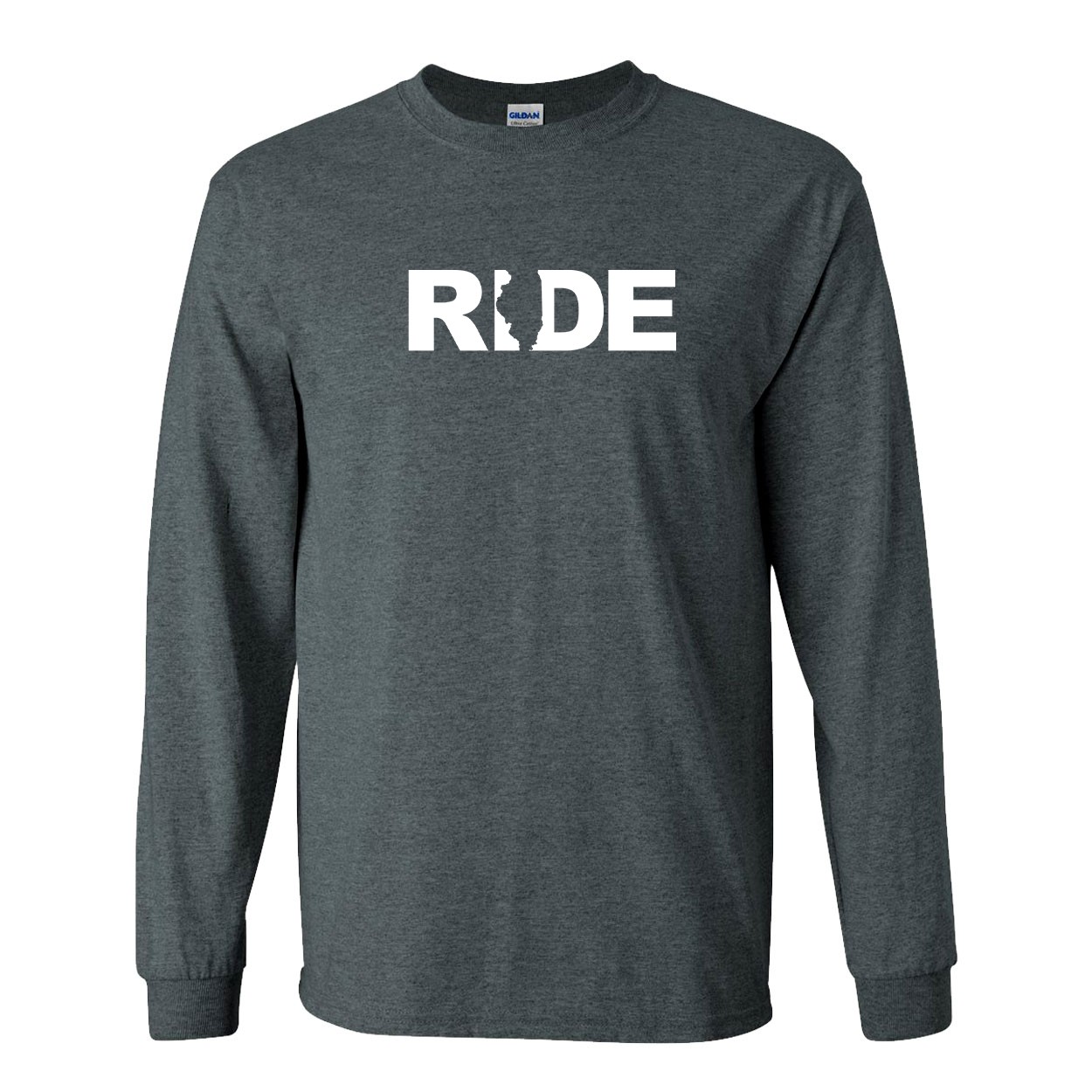 Ride Illinois Classic Long Sleeve T-Shirt Dark Heather Gray (White Logo)