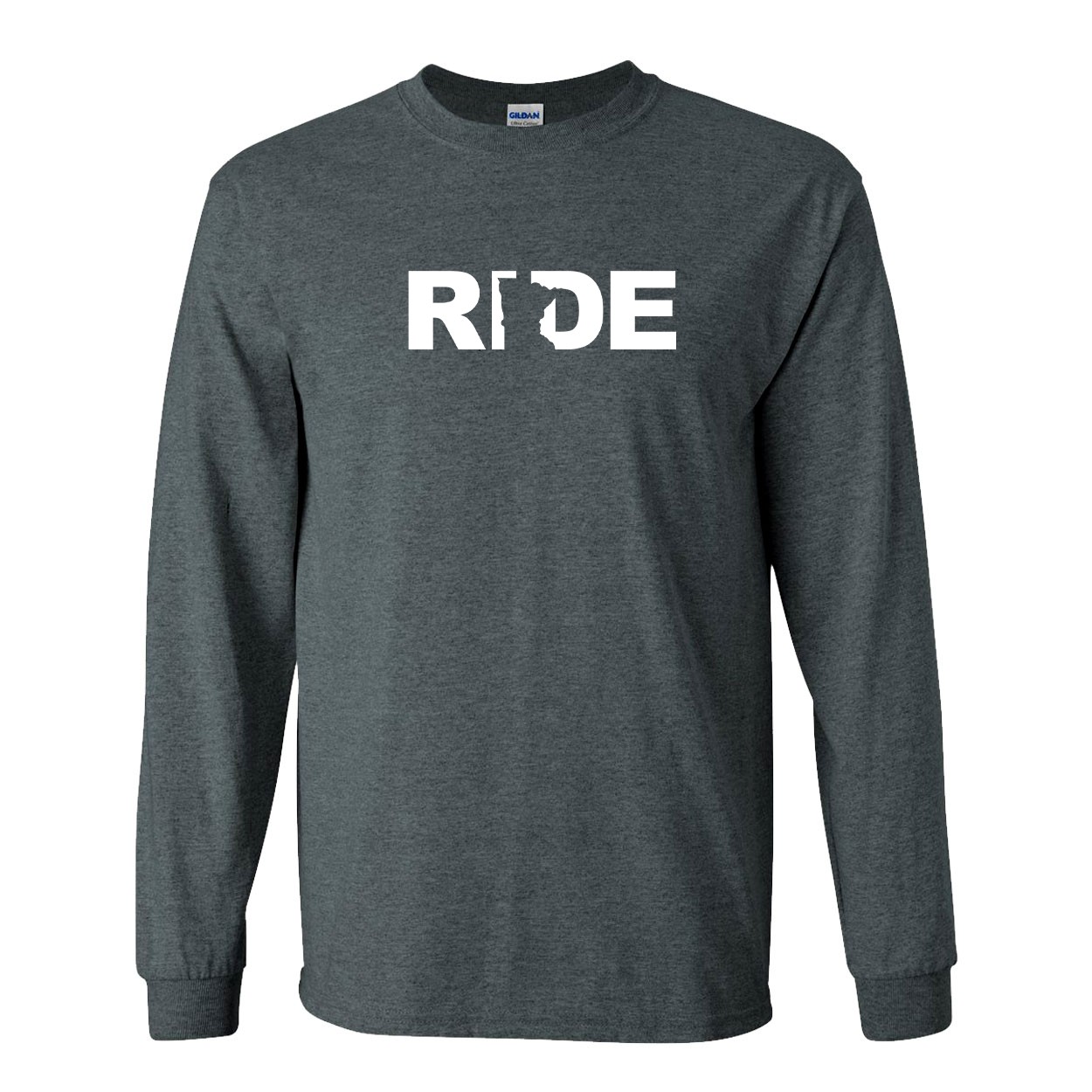 Ride Minnesota Classic Long Sleeve T-Shirt Dark Heather Gray (White Logo)