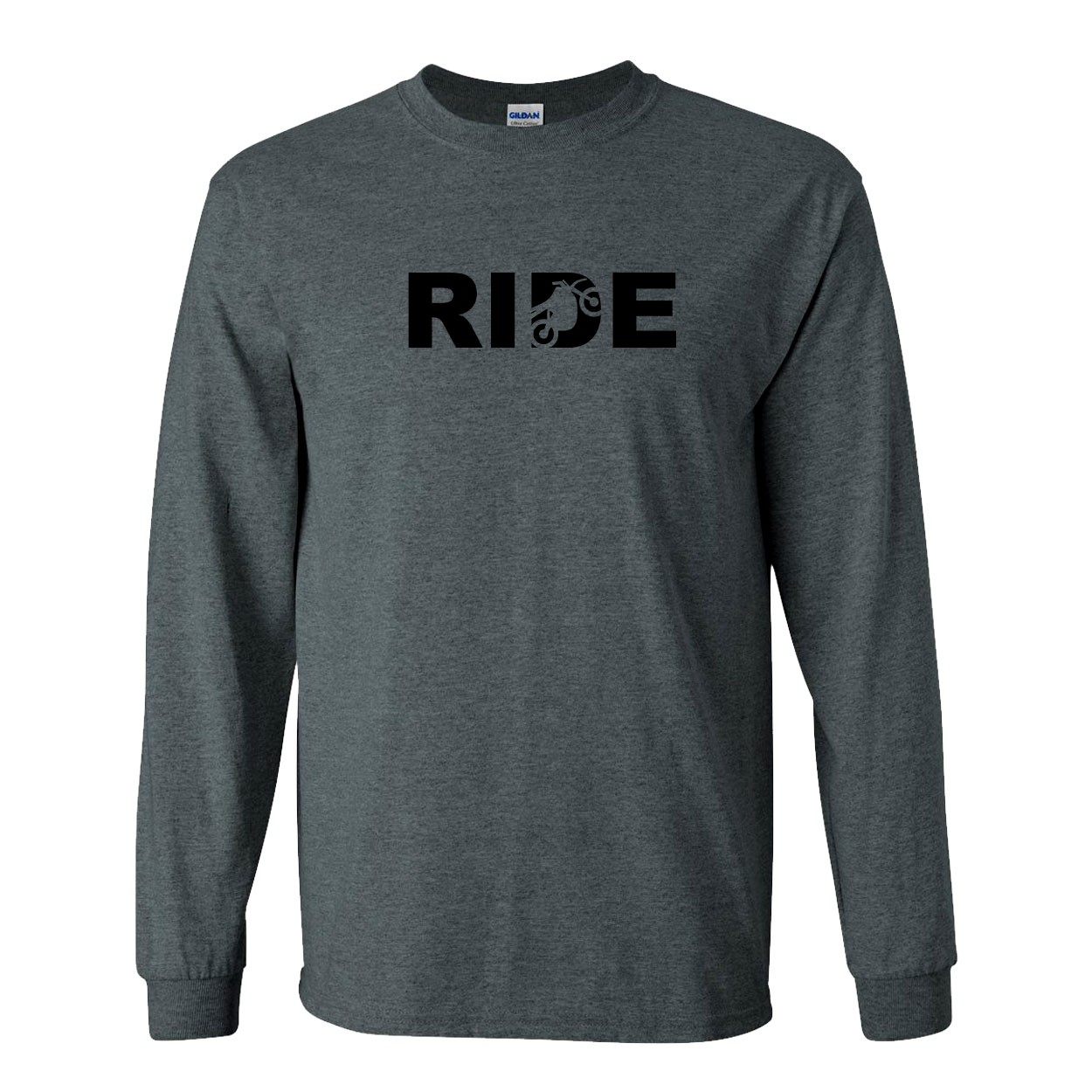 Ride Moto Logo Classic Long Sleeve T-Shirt Dark Heather Gray (Black Logo)