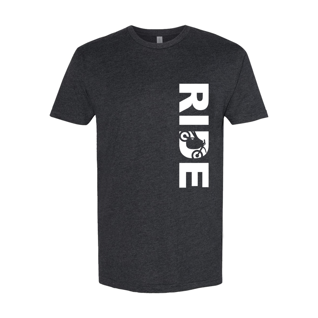 Ride Moto Logo Classic Sueded Vertical T-Shirt Heather Charcoal (White Logo)