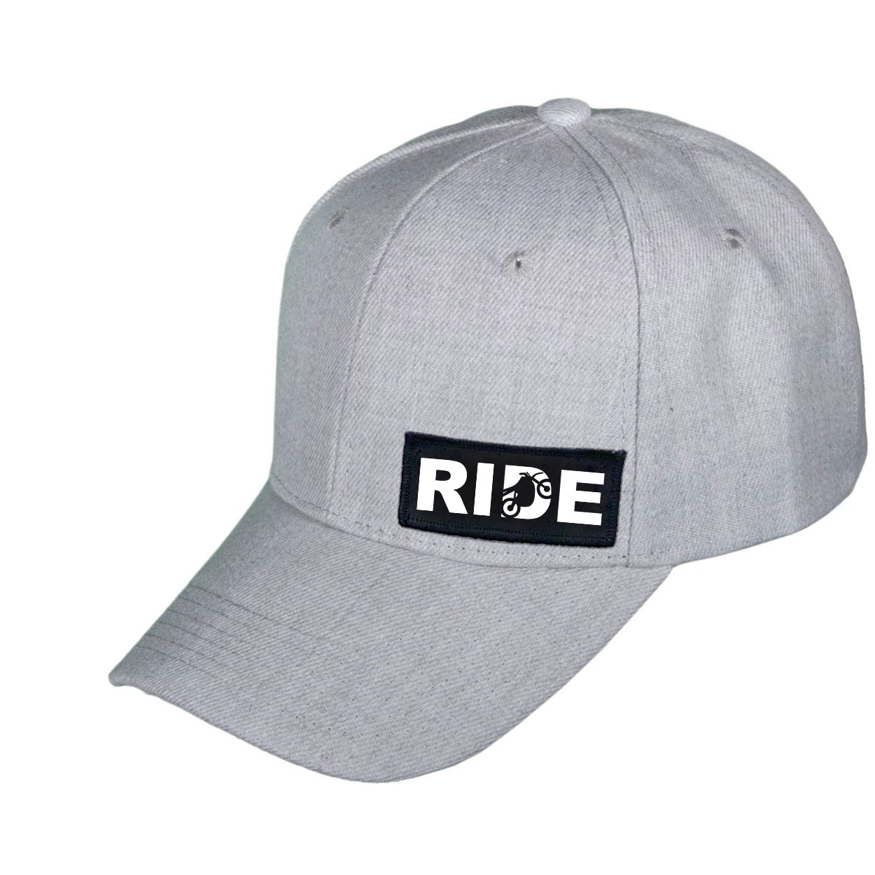Ride Moto Logo Night Out Woven Patch Velcro Trucker Hat Heather Gray (White Logo)