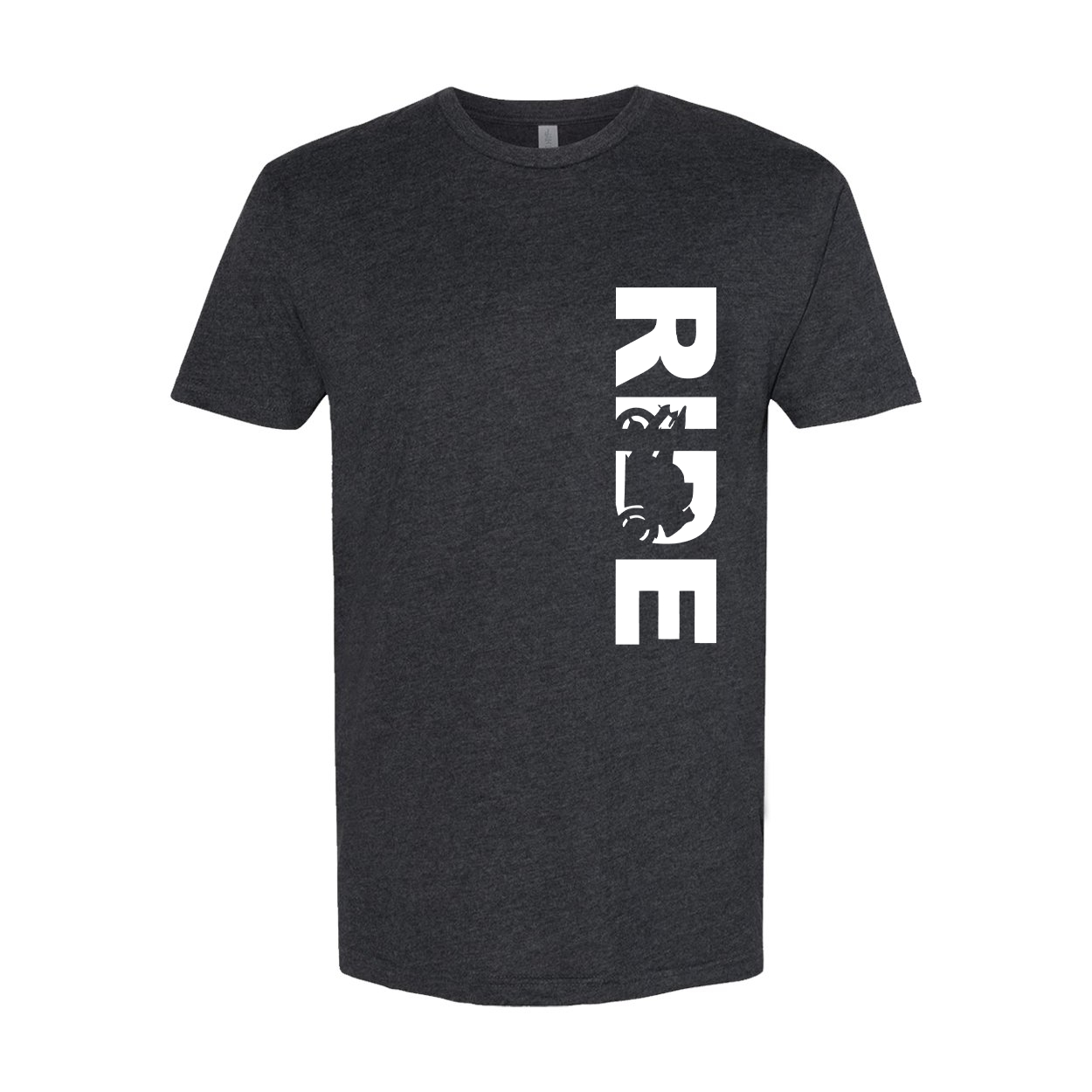Ride Sport Bike Logo Classic Sueded Vertical T-Shirt Heather Charcoal (White Logo)