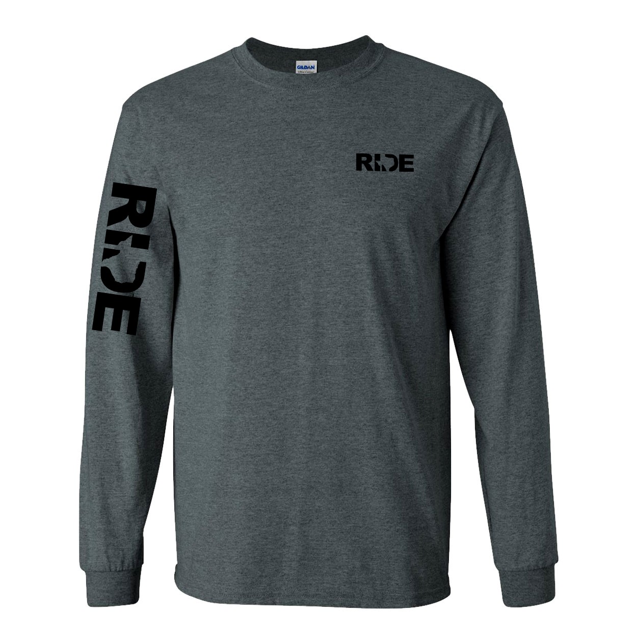 Ride Texas Night Out Long Sleeve T-Shirt with Arm Logo Dark Heather Gray (Black Logo)