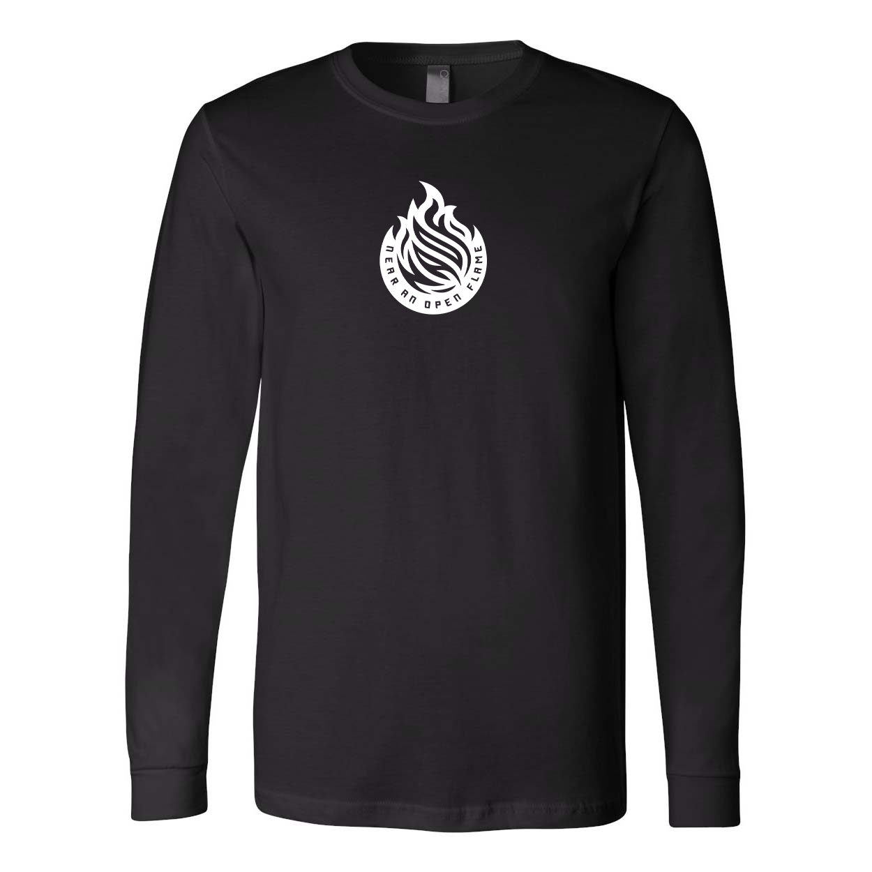 Near An Open Flame Classic Premium Long Sleeve T-Shirt Black (White Logo)