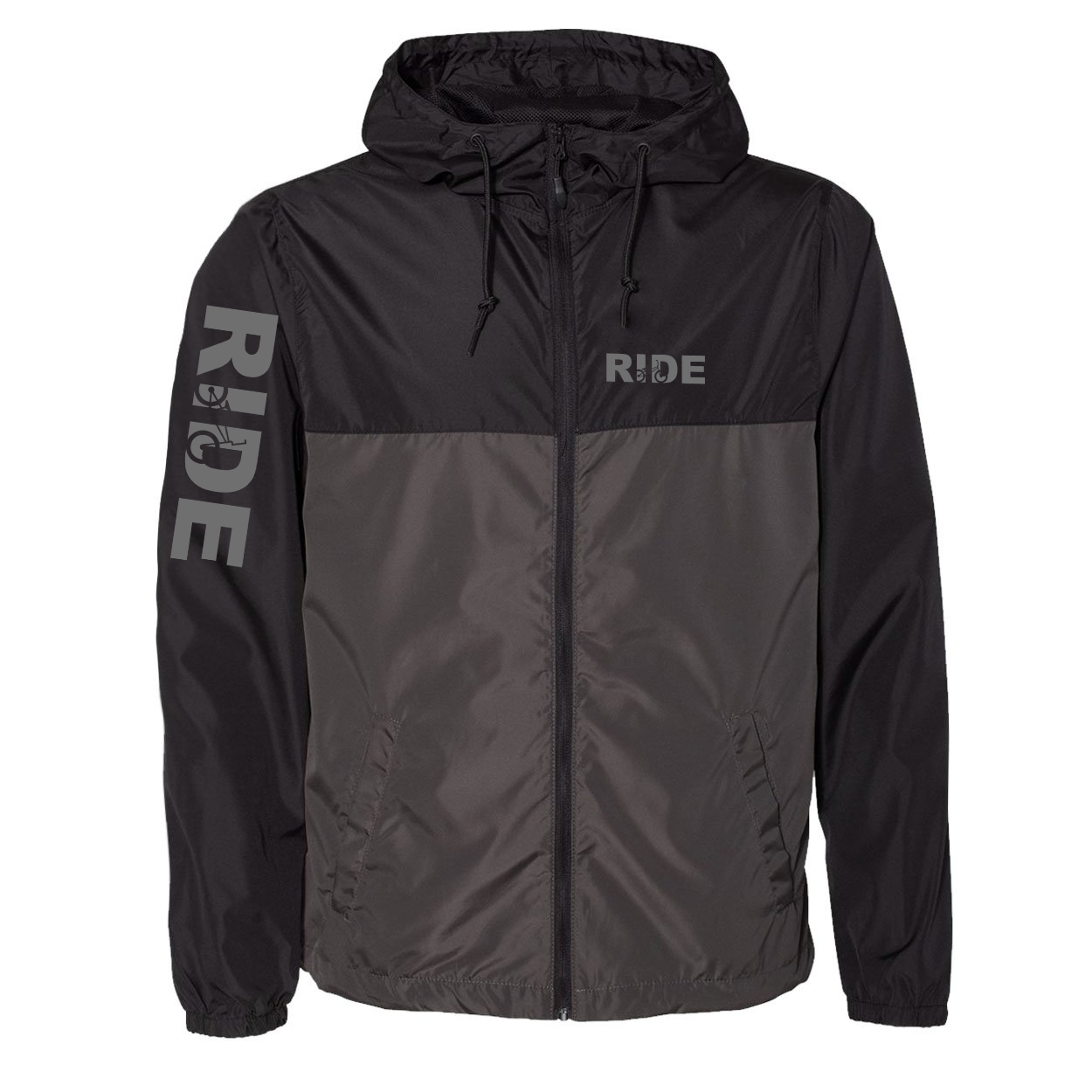 Ride BMX Logo Classic Lightweight Windbreaker Black/Graphite (Gray Logo)
