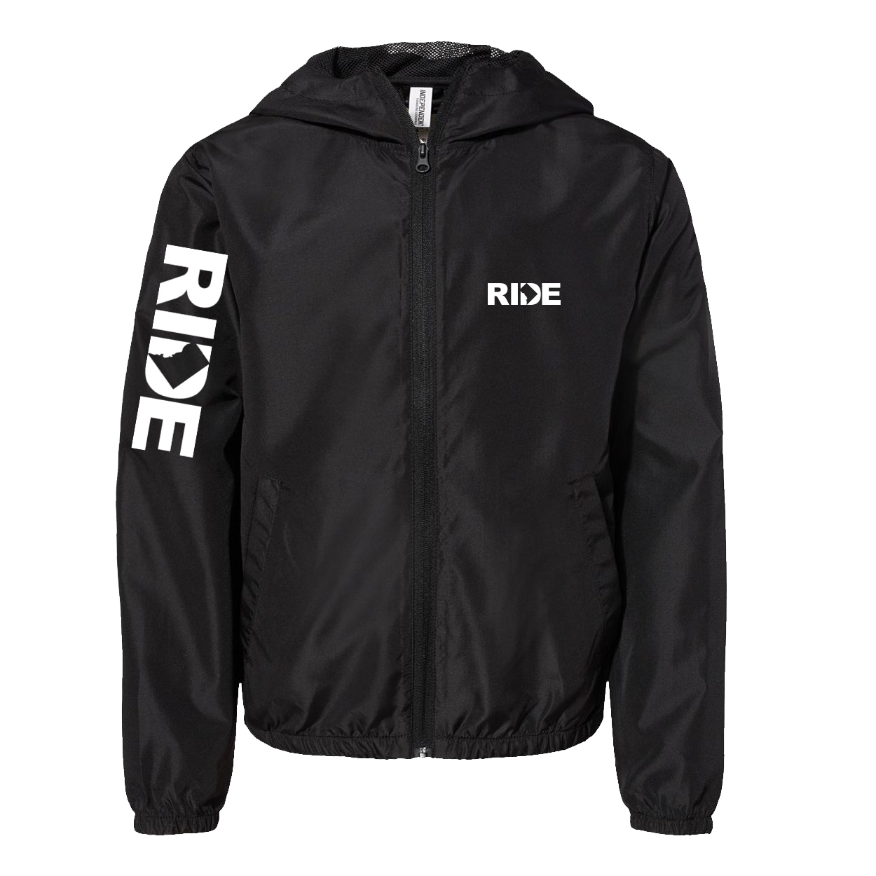 Ride District of Columbia Classic Youth Lightweight Windbreaker Black (White Logo)
