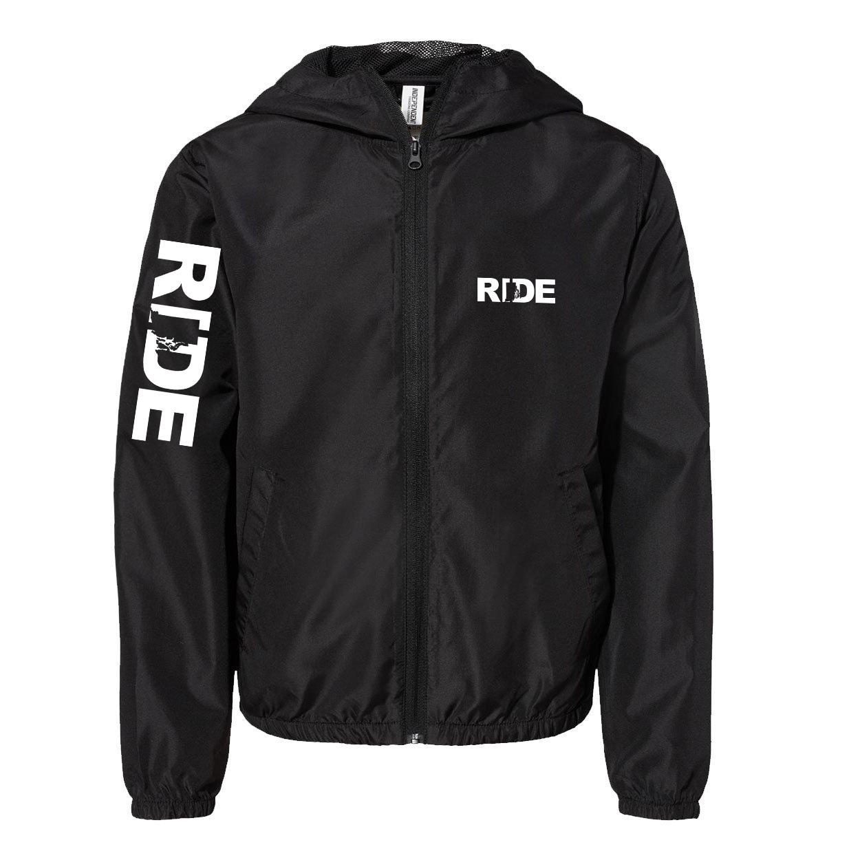 Ride Rhode Island Classic Youth Lightweight Windbreaker Black (White Logo)