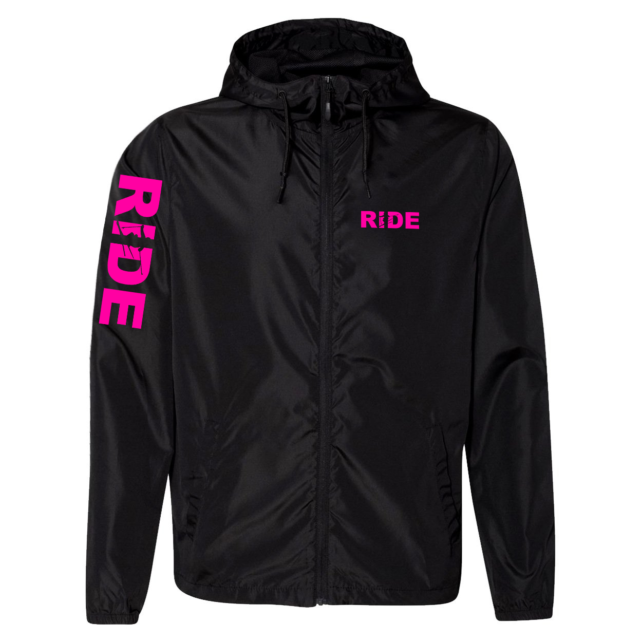 Ride Ski Logo Classic Lightweight Windbreaker Black (Pink Logo)