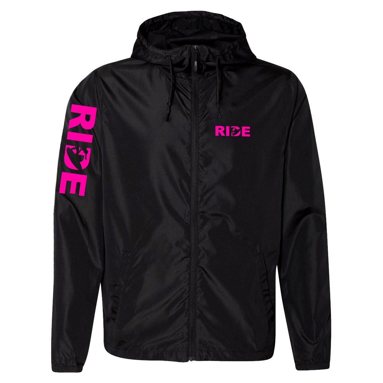 Ride Surf Logo Classic Lightweight Windbreaker Black (Pink Logo)