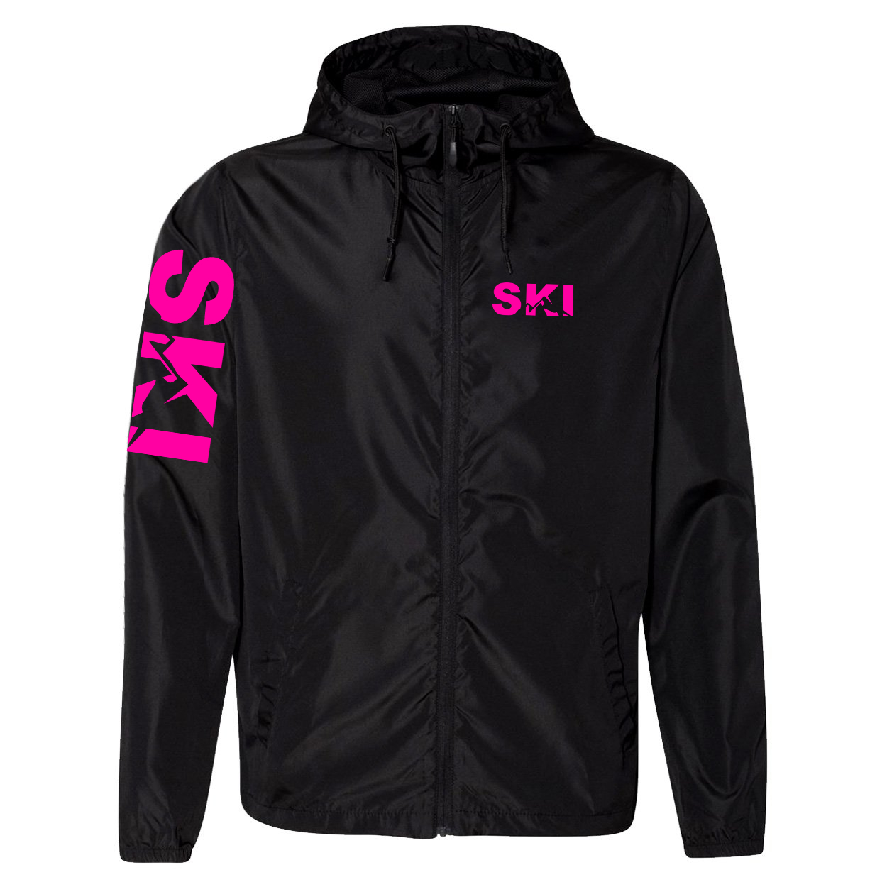 Ski Mountain Logo Classic Lightweight Windbreaker Black (Pink Logo)