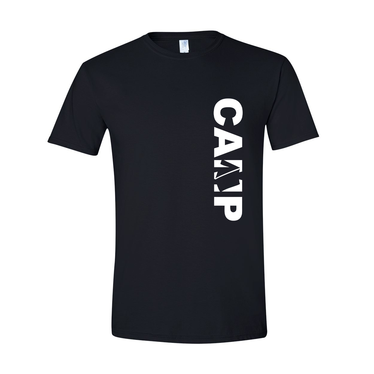 Camp Tent Logo Classic Vertical T-Shirt Black (White Logo)