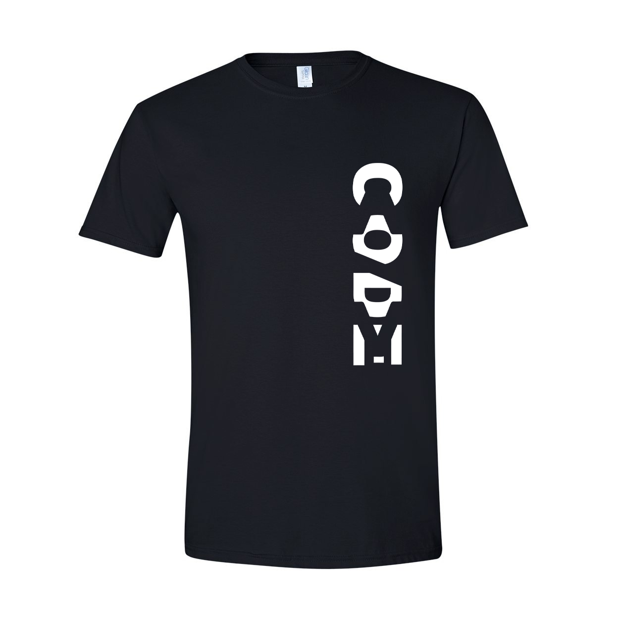 Code Tag Logo Classic Vertical T-Shirt Black (White Logo)