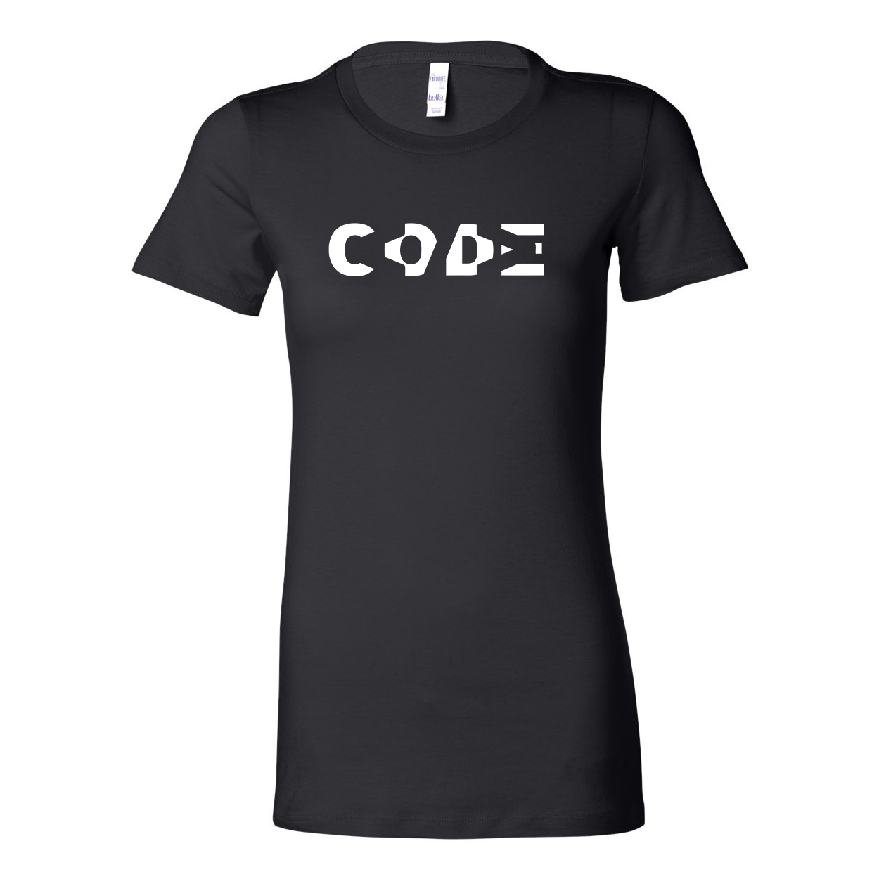 Code Tag Logo Classic Women's Fitted Tri-Blend T-Shirt Black (White Logo)