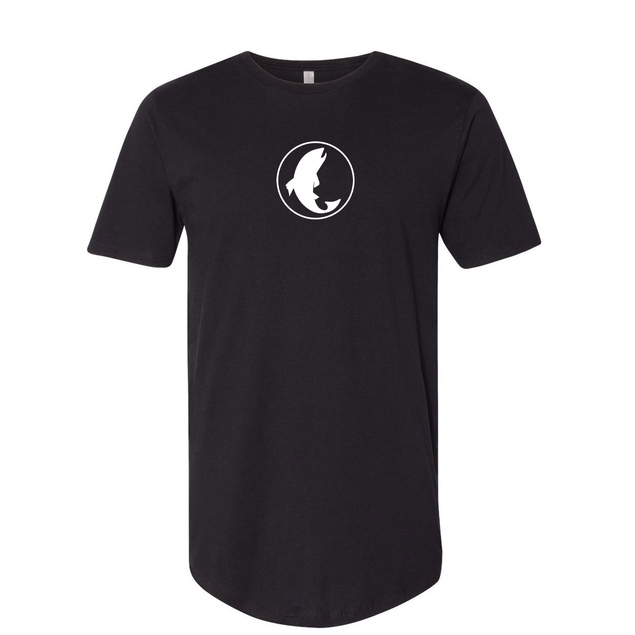 Fish Catch Icon Logo Classic Premium Tall T-Shirt Black (White Logo)