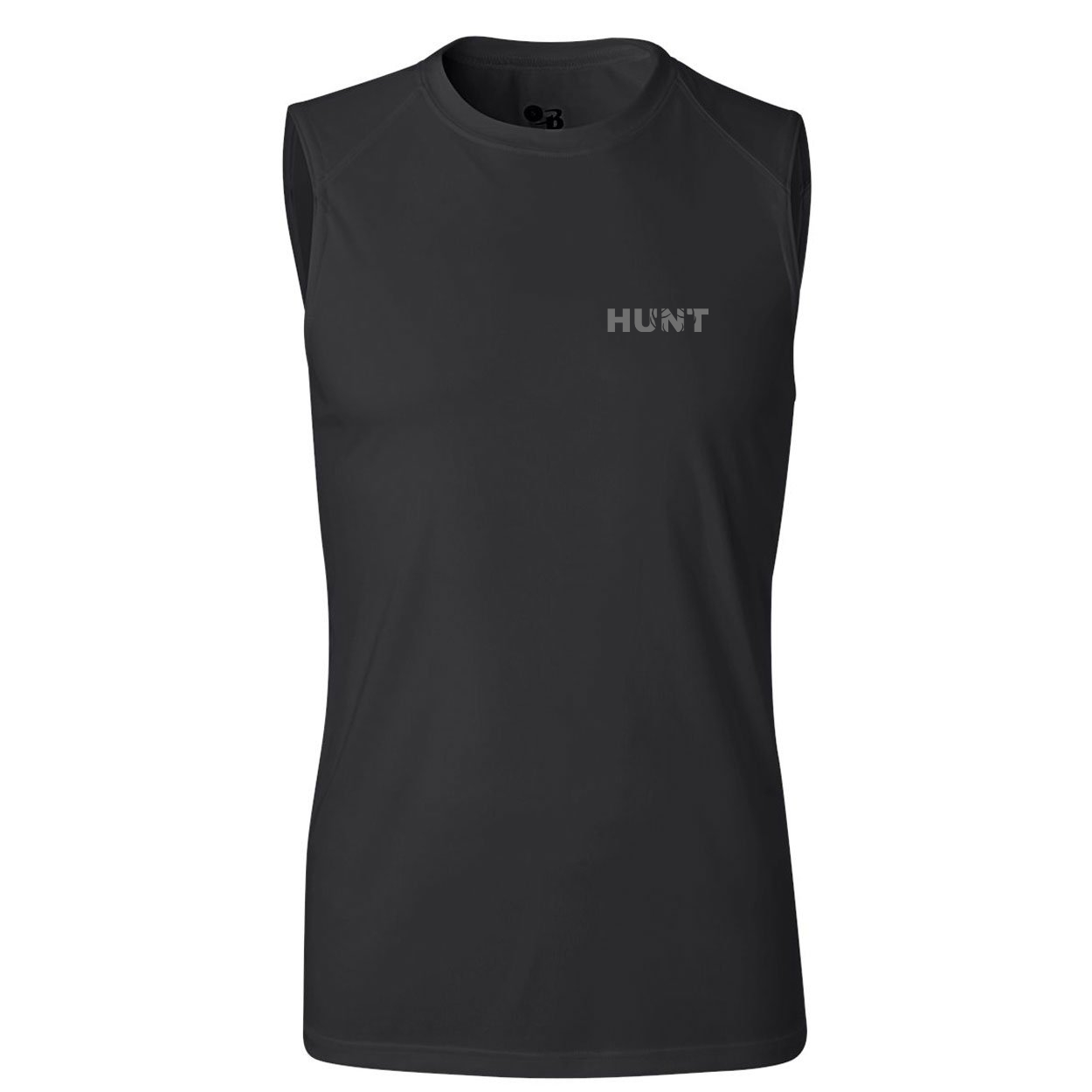Hunt Rack Logo Night Out Unisex Performance Sleeveless T-Shirt Black (Gray Logo)