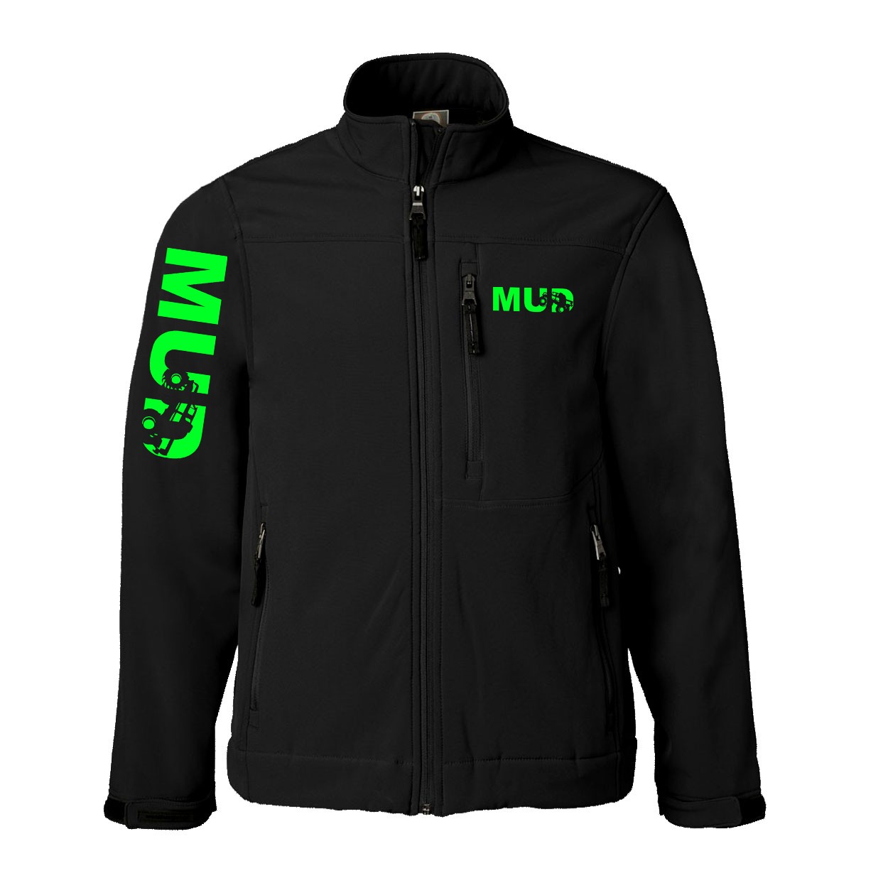 Mud Truck Logo Classic Soft Shell Weatherproof Jacket (Green Logo)