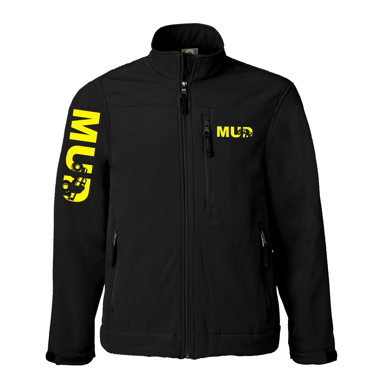 Mud Truck Logo Classic Soft Shell Weatherproof Jacket (Yellow Logo)