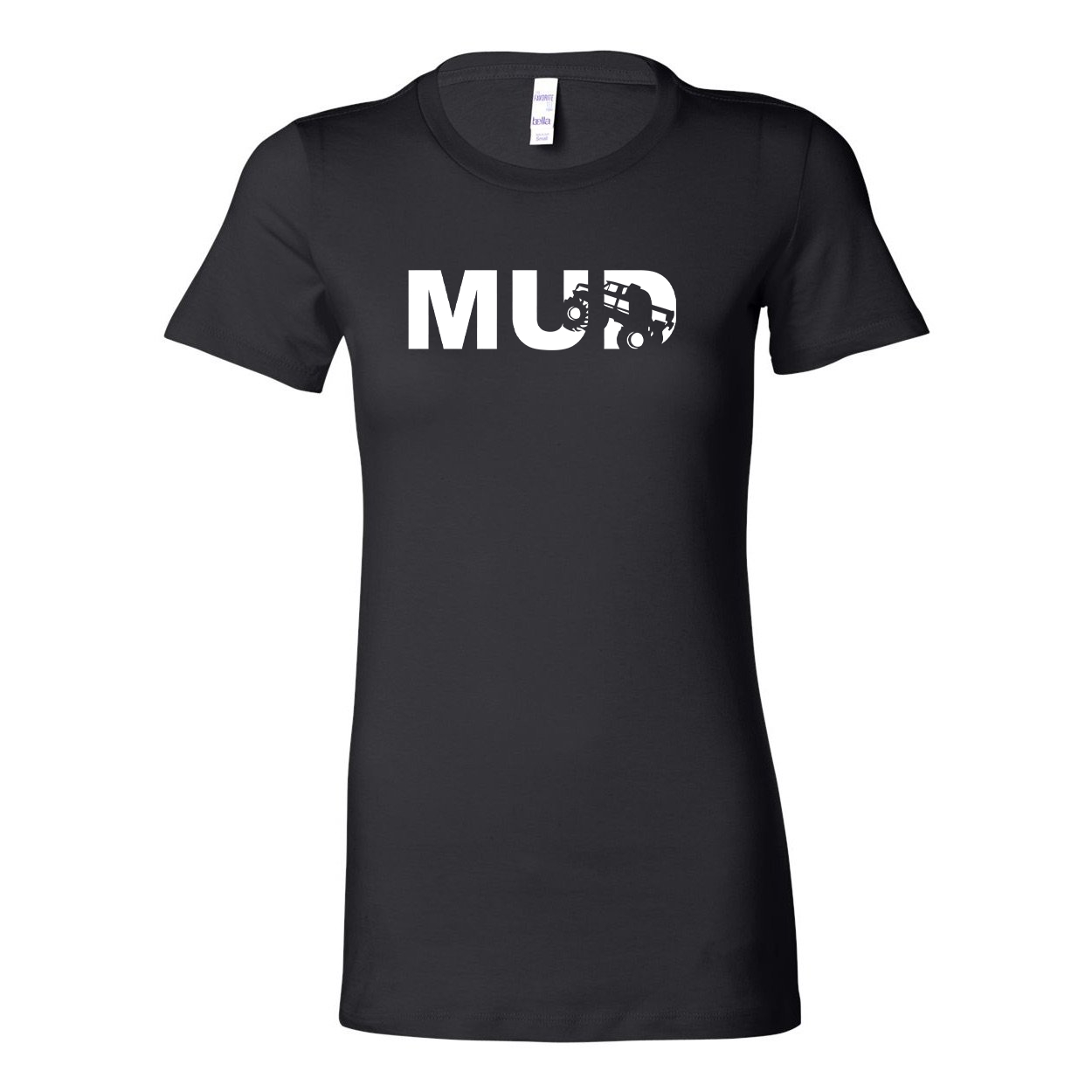 Mud Truck Logo Classic Women's Fitted Tri-Blend T-Shirt Black (White Logo)
