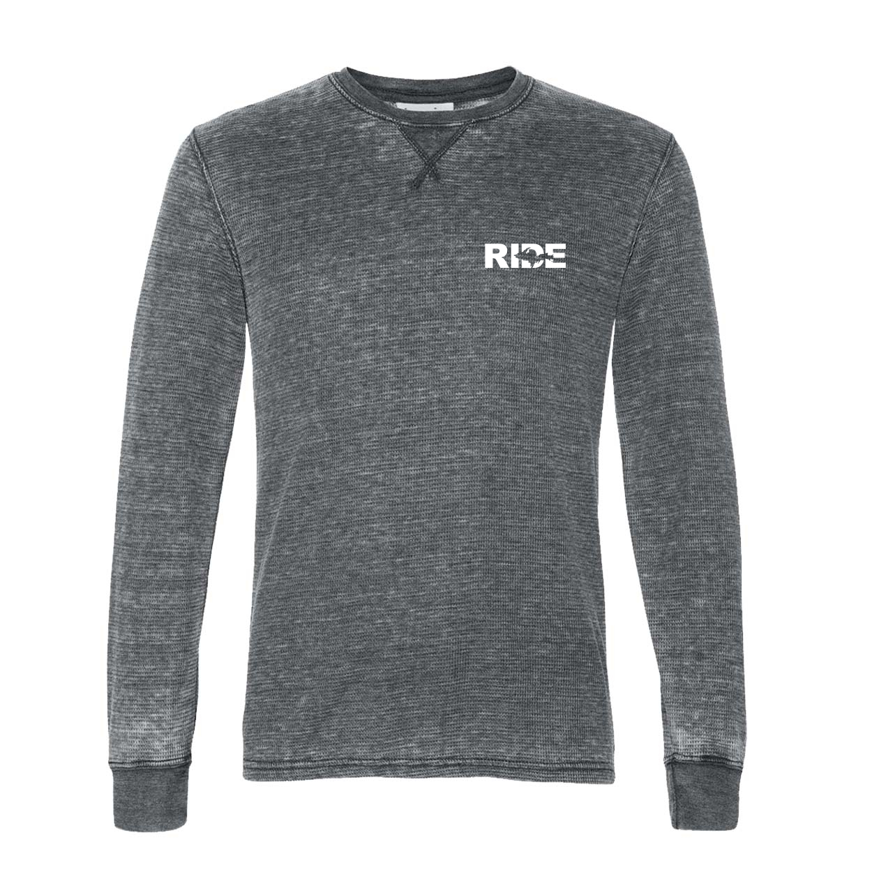 Ride Michigan UP Long Sleeve Thermal Shirt Heather Charcoal (White Logo)