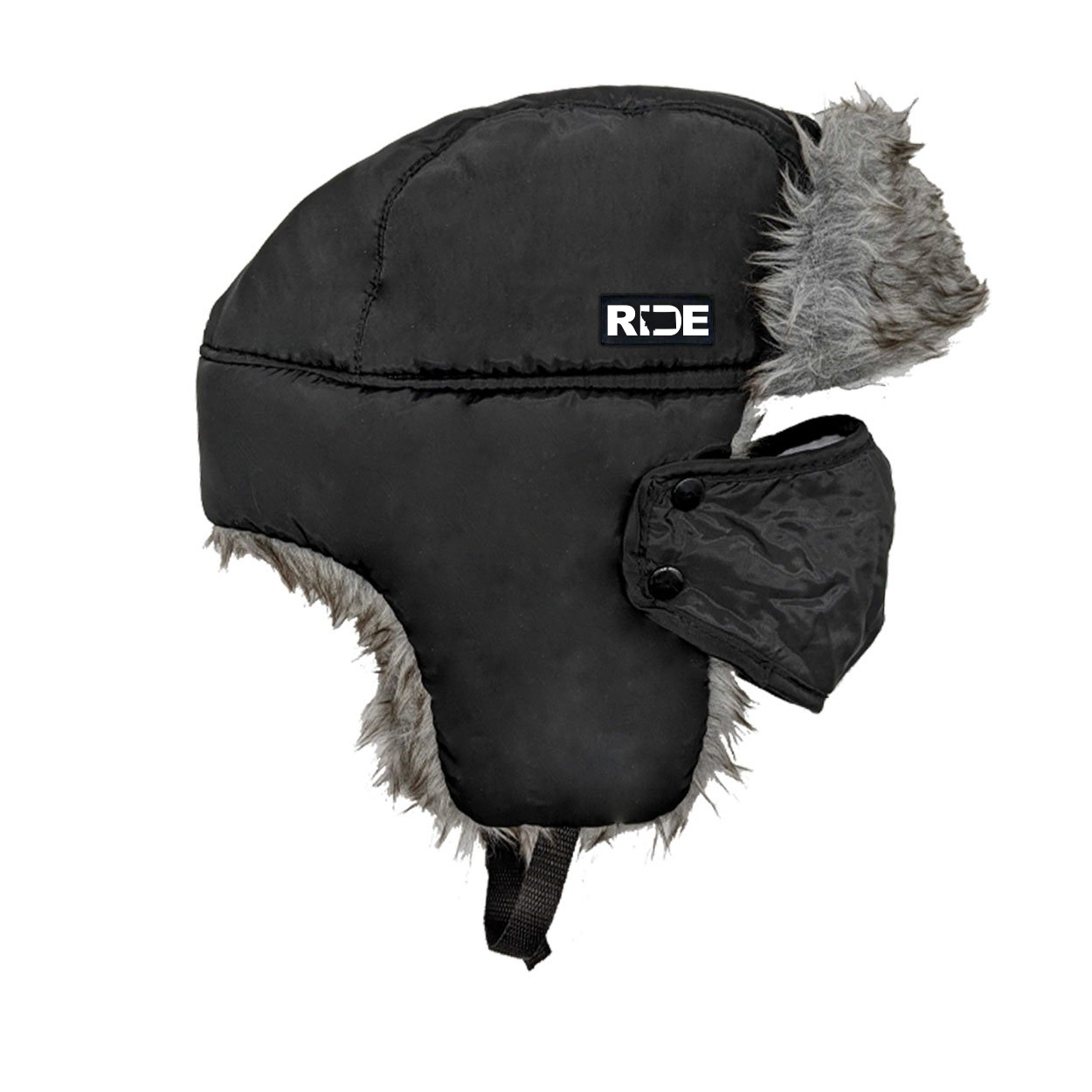 Ride Montana Night Out Woven Patch Full Face Windproof Bomber Hat Black (White Logo)