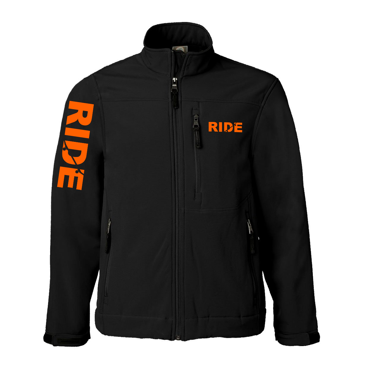Ride Skateboard Logo Classic Soft Shell Weatherproof Jacket (Orange Logo)