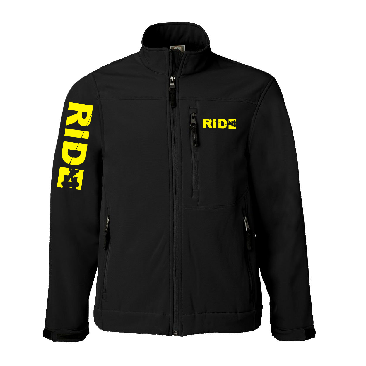 Ride Wakeboard Logo Classic Soft Shell Weatherproof Jacket (Yellow Logo)