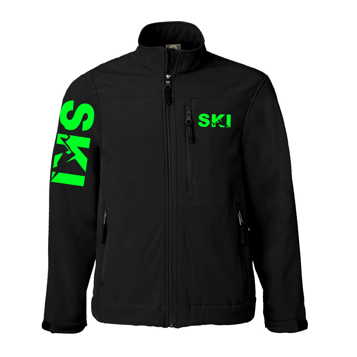 Ski Mountain Logo Classic Soft Shell Weatherproof Jacket (Green Logo)