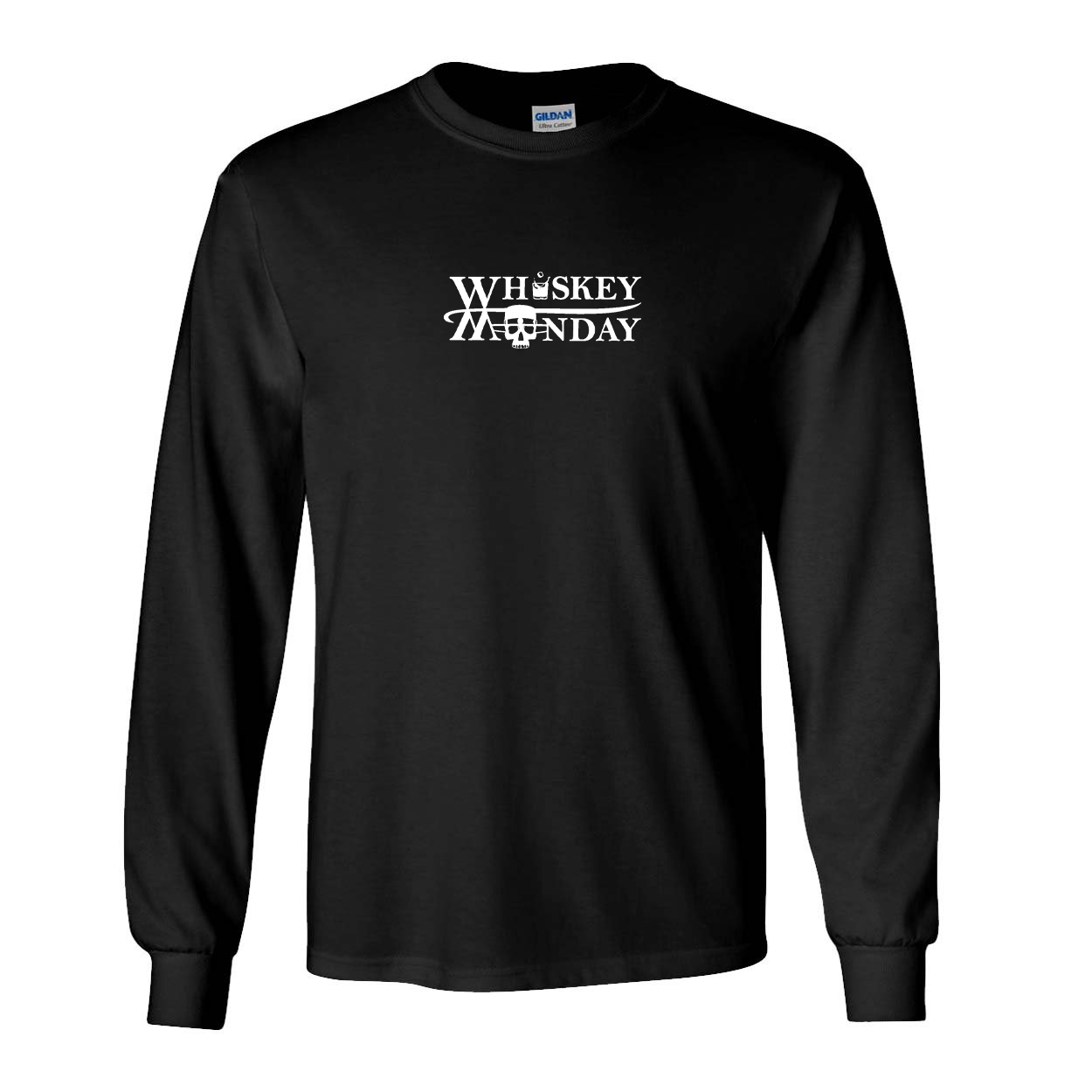 Whiskey Monday Classic Long Sleeve T-Shirt Black (White Logo)
