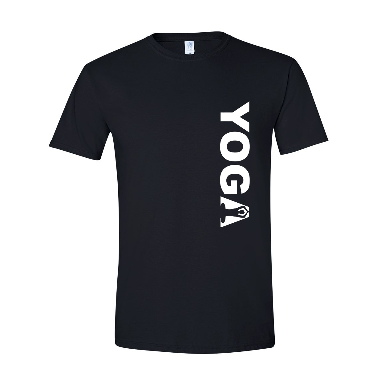Yoga Meditation Logo Classic Vertical T-Shirt Black (White Logo)