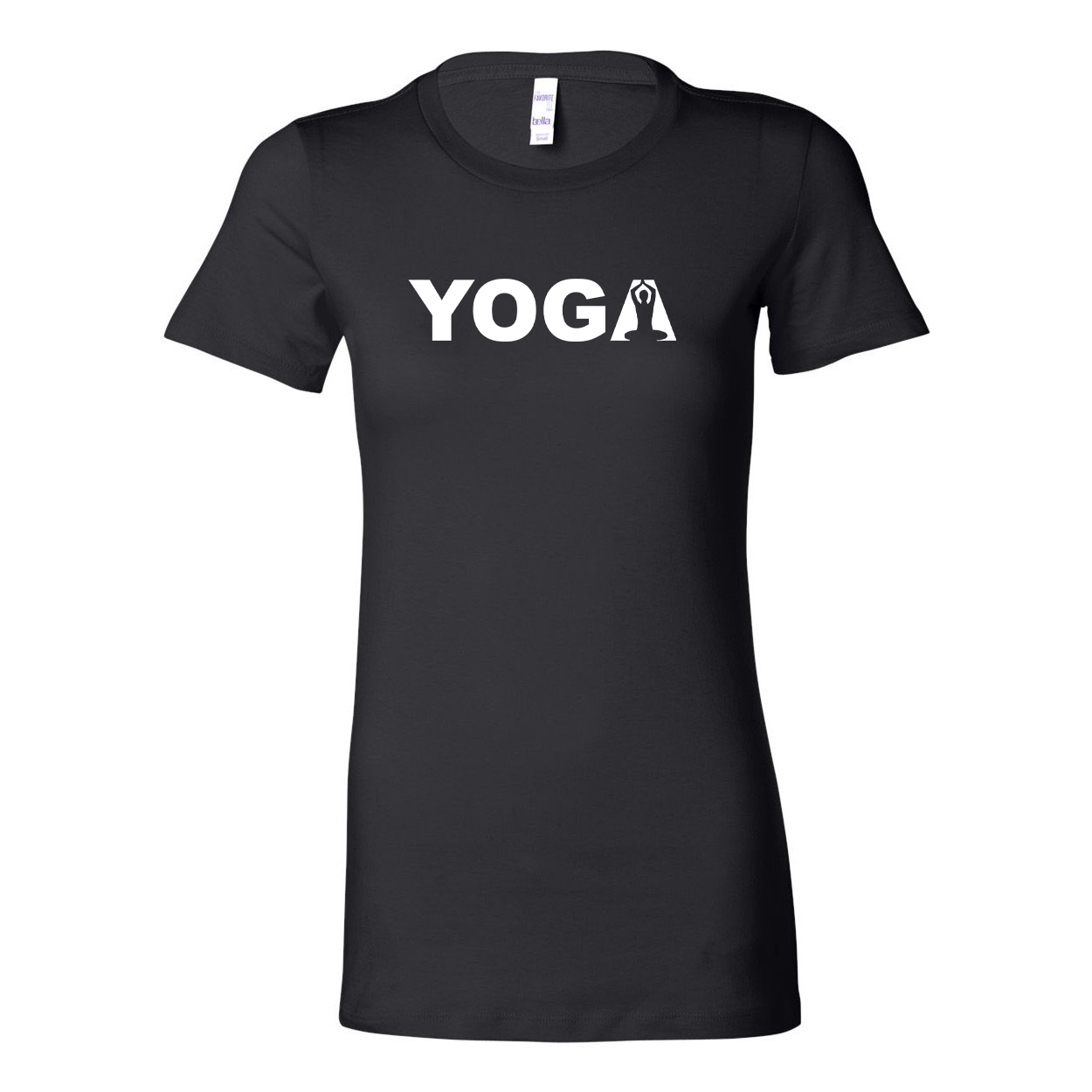 Yoga Meditation Logo Classic Women's Fitted Tri-Blend T-Shirt Black (White Logo)