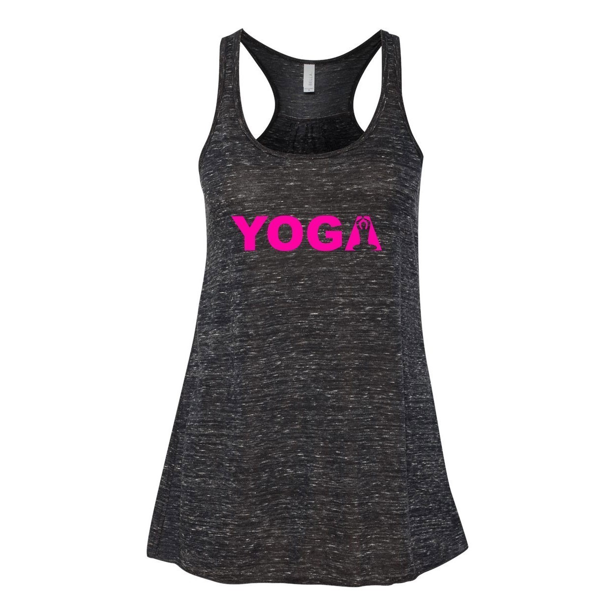 Yoga Meditation Logo Classic Women's Flowy Racerback Tank Top Black Marble (Pink Logo)