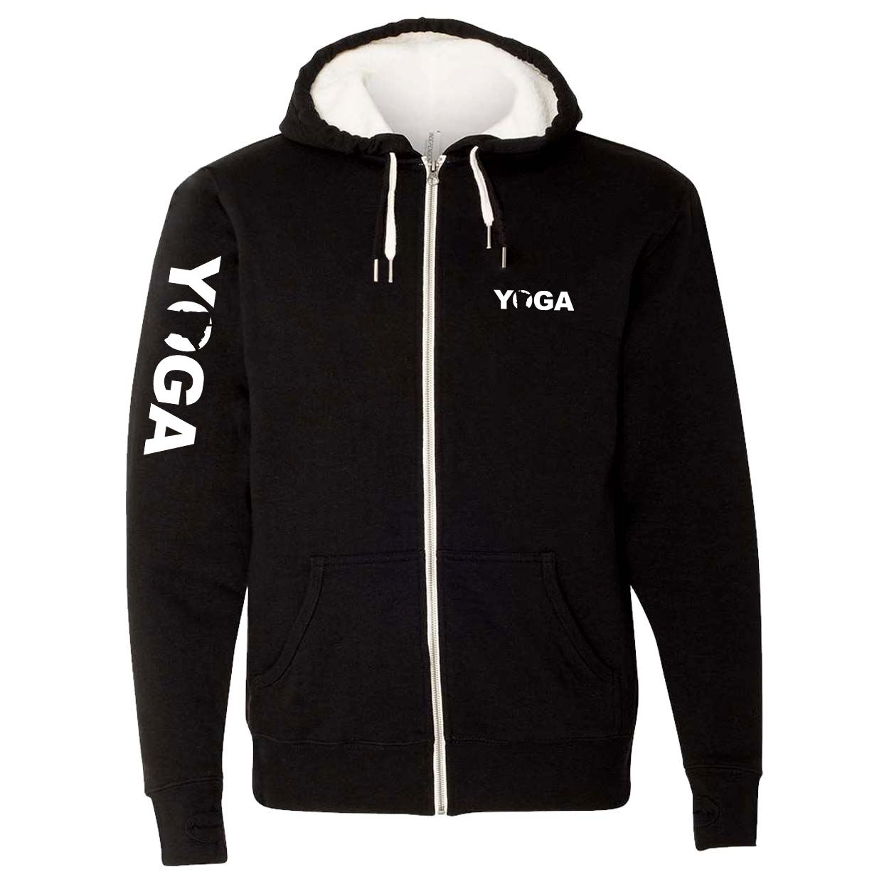 Yoga Minnesota Classic Sherpa-Lined Hooded Zip Up Sweatshirt Black (White Logo)