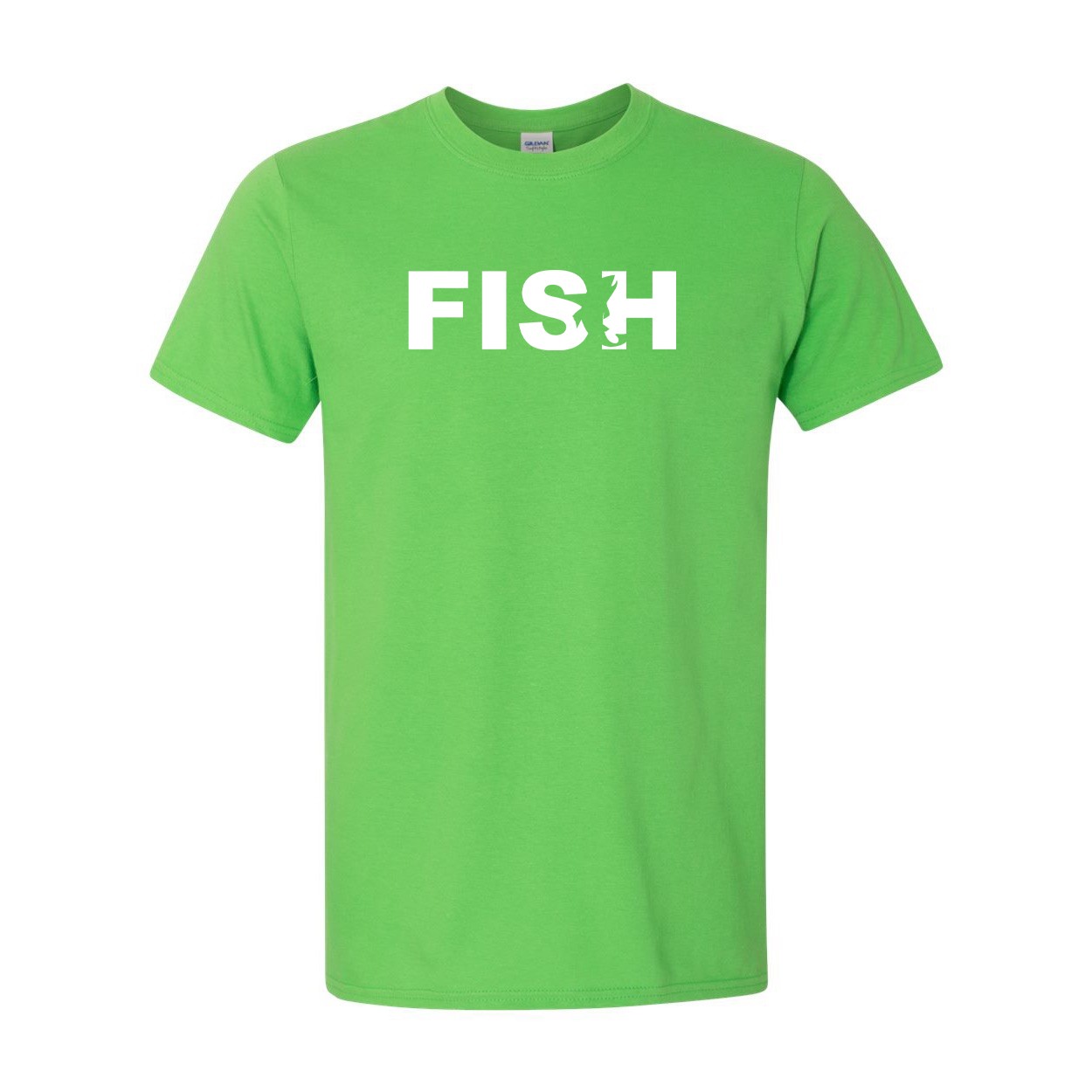 Fish Catch Logo Classic T-Shirt Electric Green (White Logo)