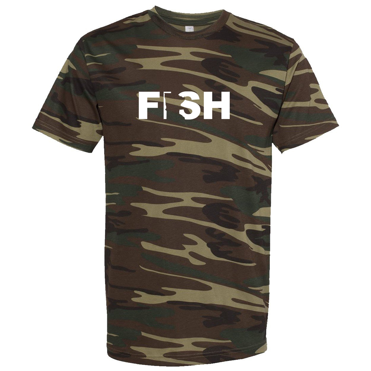 Fish Minnesota Classic Premium T-Shirt Camo (White Logo)