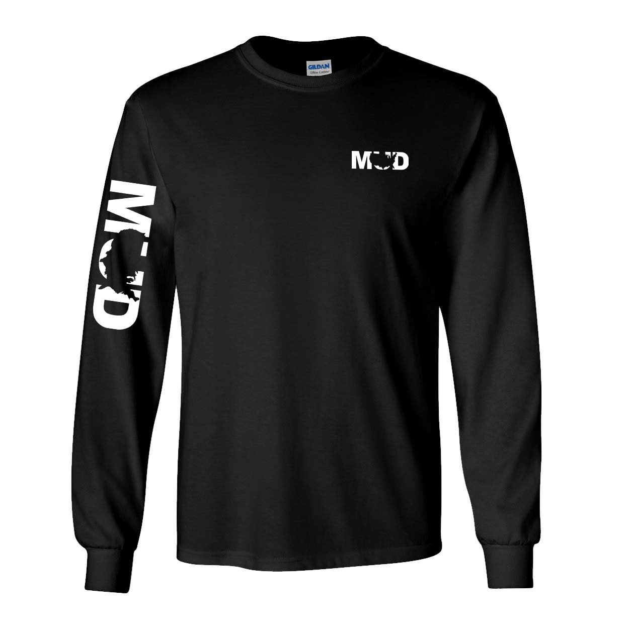 Mud United States Night Out Long Sleeve T-Shirt with Arm Logo Black (White Logo)