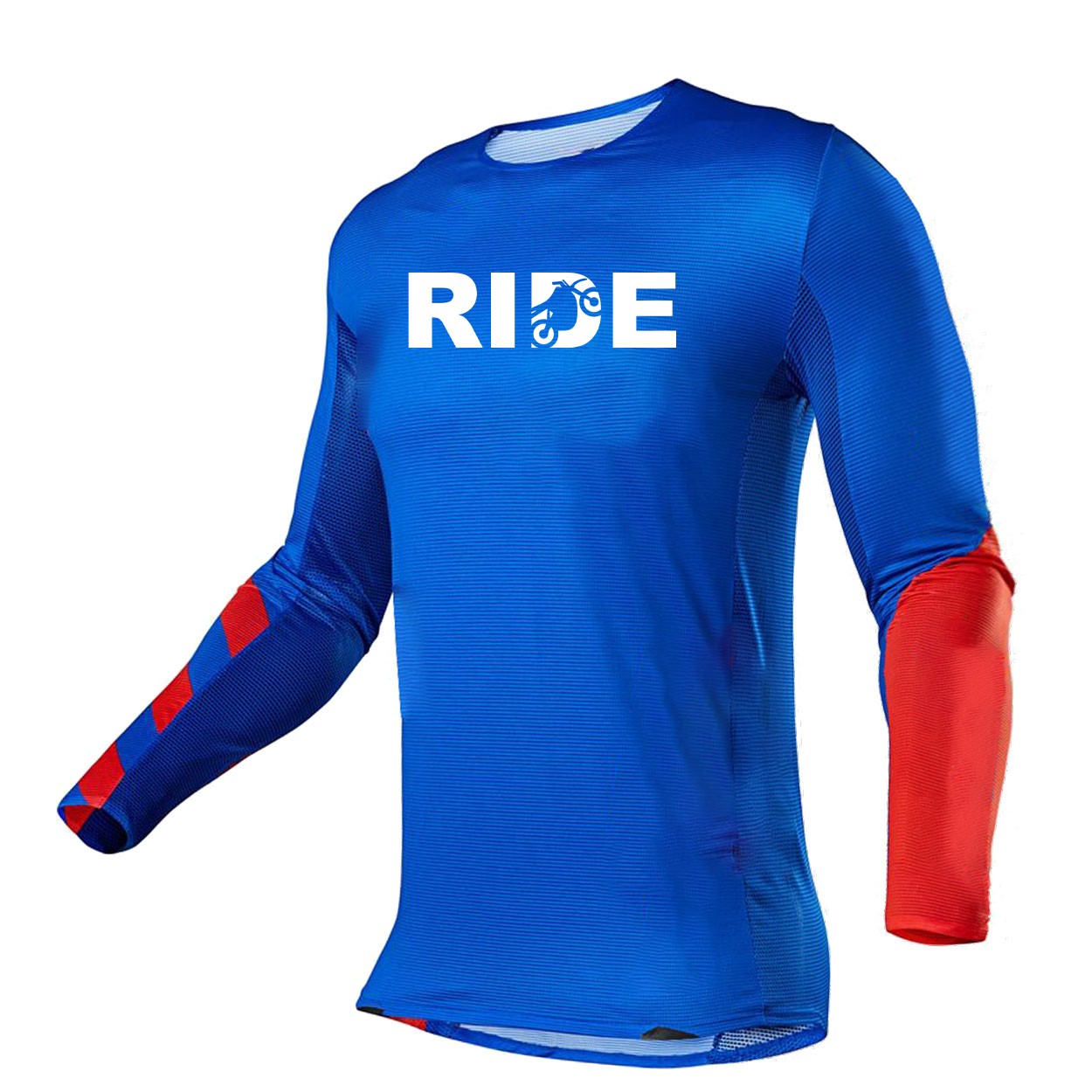 Ride Moto Logo Classic Performance Jersey Long Sleeve Shirt Blue/Red
