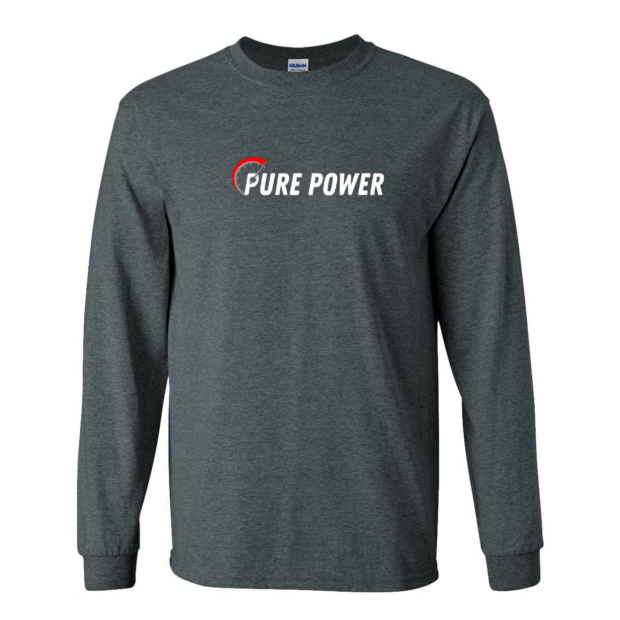 Ride Pure Power Logo Classic Long Sleeve T-Shirt Dark Heather Gray (White Logo)