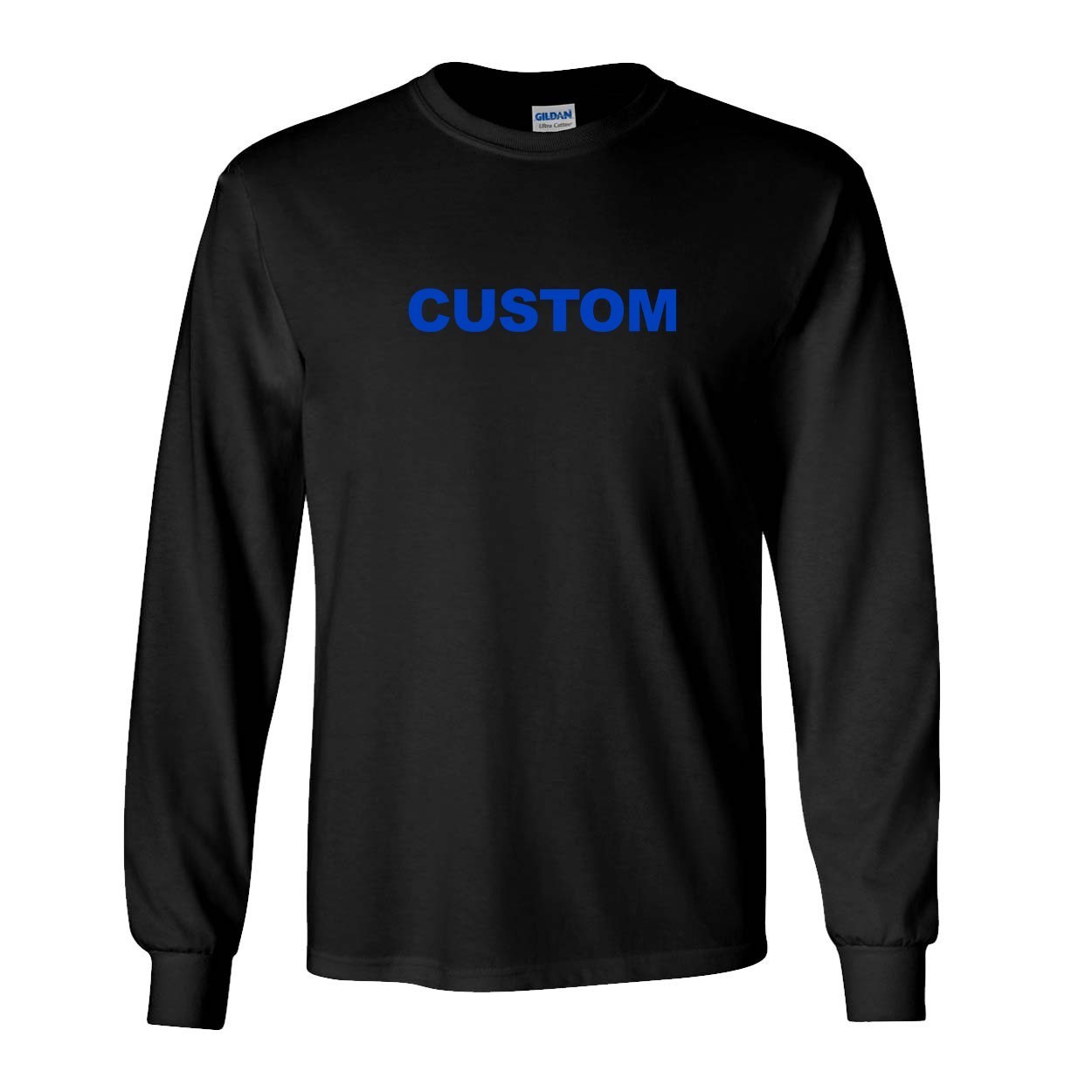 Custom Life Brand Logo Classic Long Sleeve T-Shirt Black (Blue Logo)