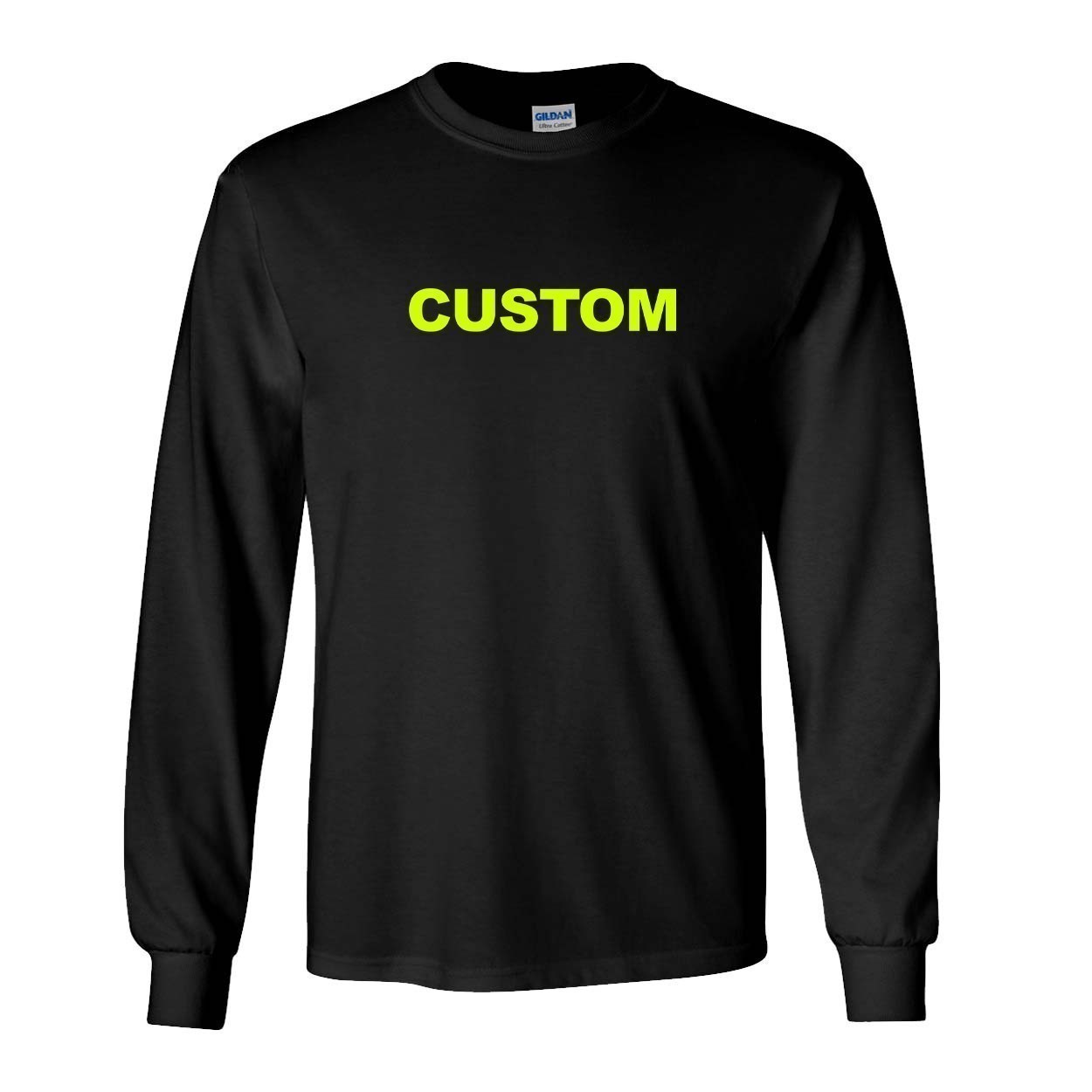 Custom Life Brand Logo Classic Long Sleeve T-Shirt Black (Hi-Vis Logo)