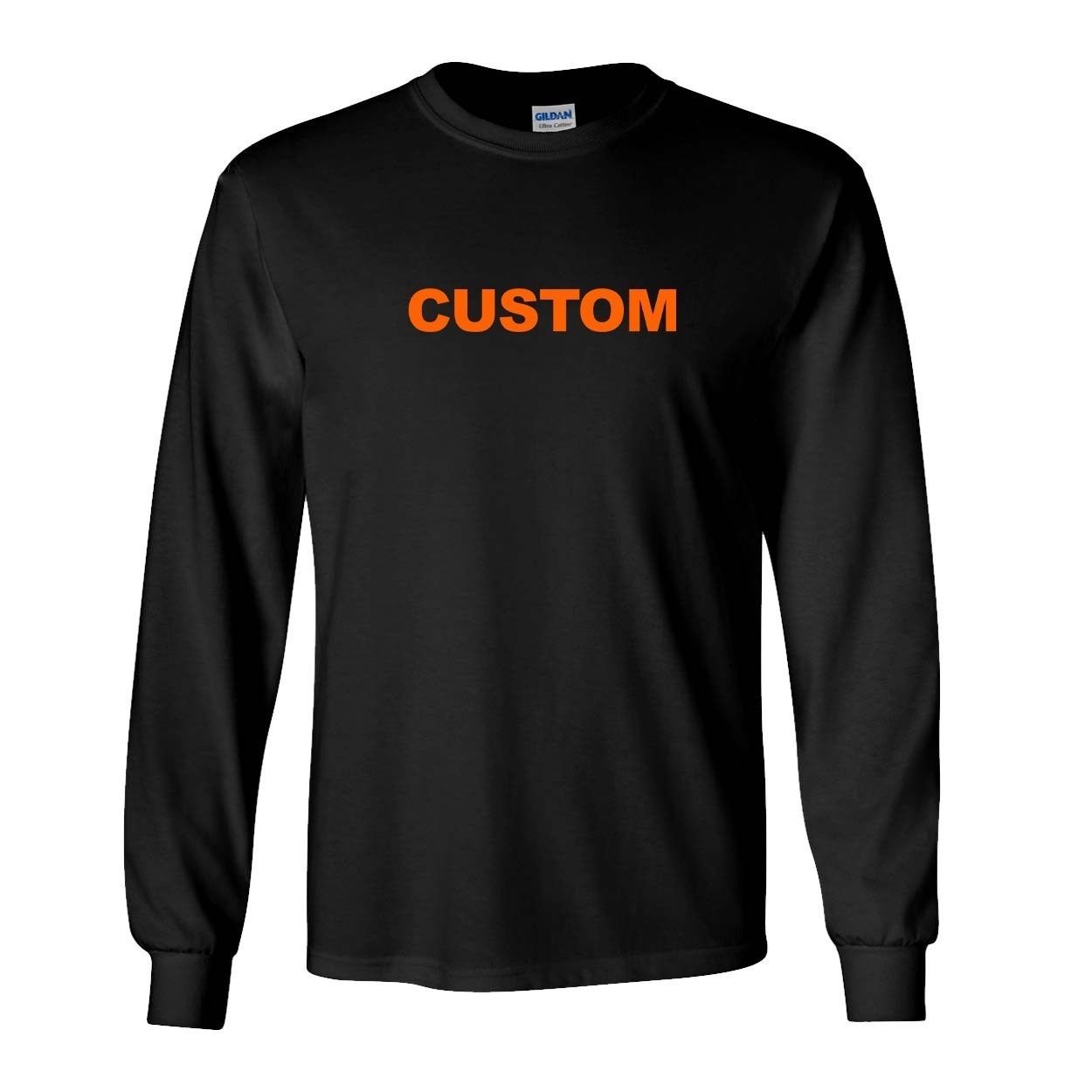 Custom Life Brand Logo Classic Long Sleeve T-Shirt Black (Orange Logo)